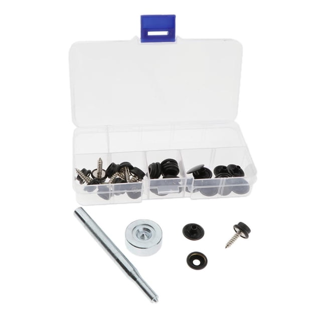 Juego de 10 tornillos a presión Zulema para toldo barco Camping Negro Broches para tornillos de sujeción