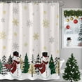 thumbnail image 3 of Red Christmas Shower Curtain, 66" x 72", Snowman Xmas Tree Golden Snowflake Waterproof Bathroom Curtain Washable Shower Curtain Set with 12 Hooks, 3 of 6