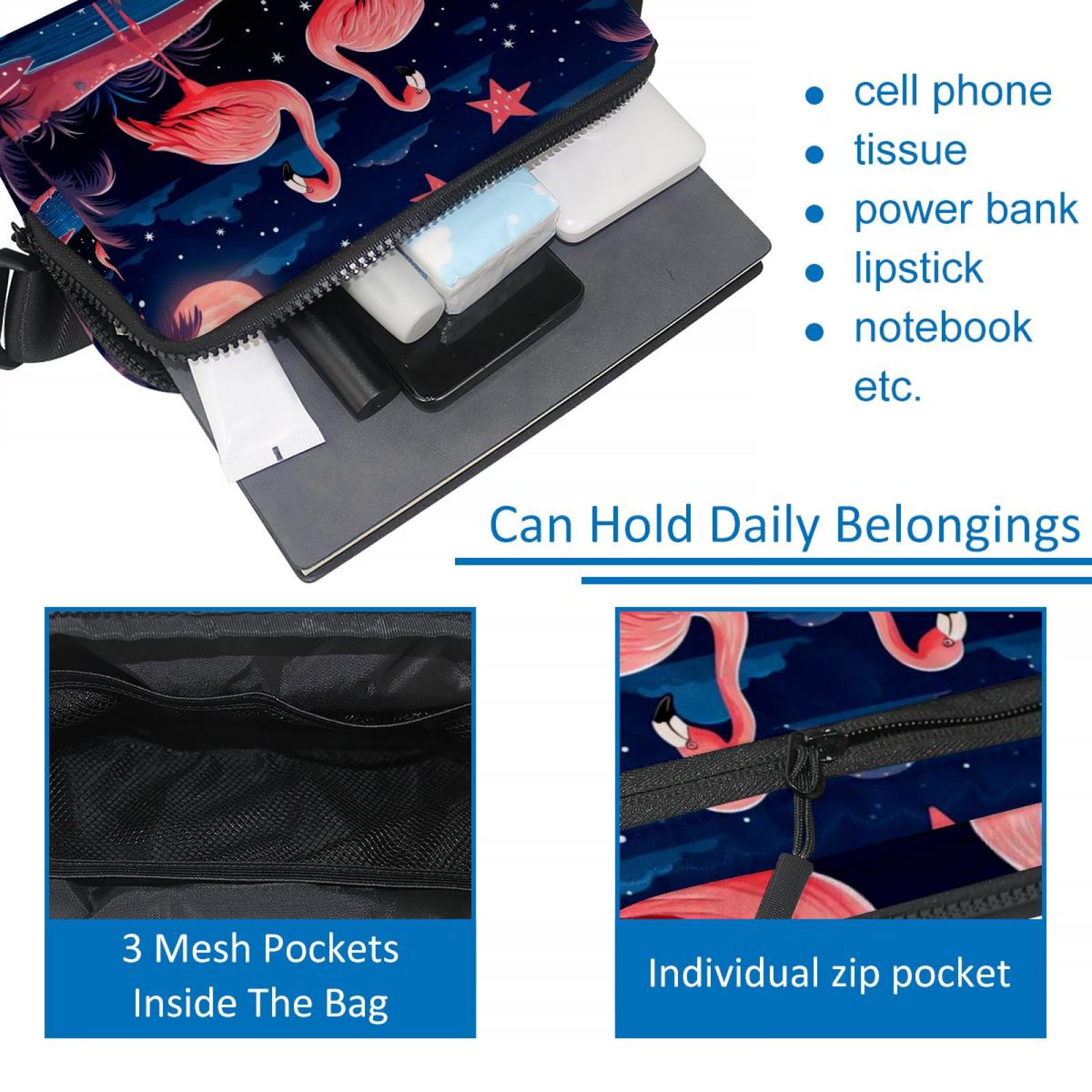 Starry Flamingos Sling Bag with Extension Strap - Lightweight Adjustable Unisex Fanny Pack for Waist Packs