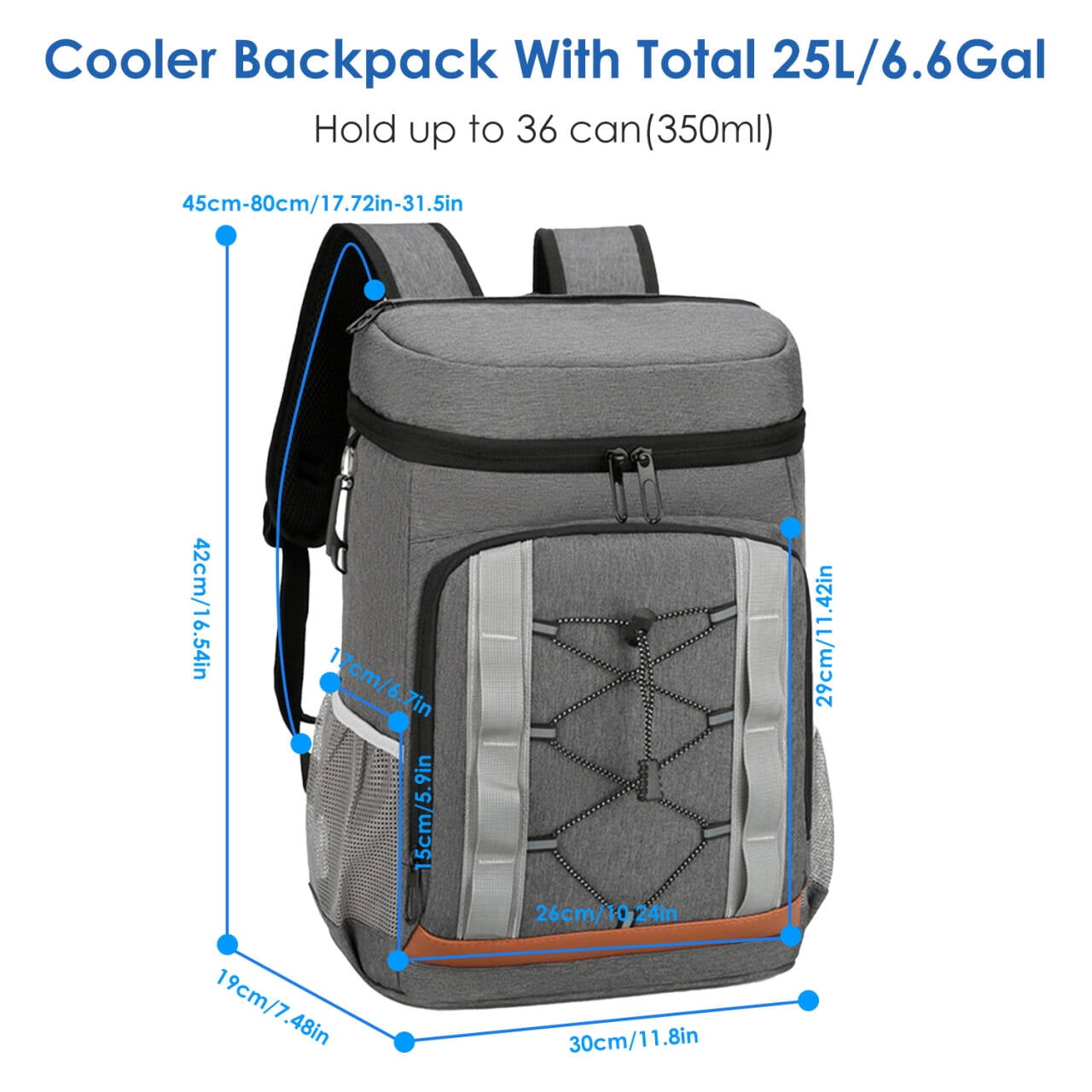 Cooler Backpack 36 Can, Leakproof Insulated Cooler Backpack with 25L/6.6Gal for Picnic Camping Beach Hiking Fishing Travel