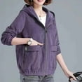 thumbnail image 5 of jtjvou Women's Casual Corduroy Hooded Drawstring Long Sleeve Zip Up Jacket Loose Shacket Coat Winter Warm Outerwear With Pocket Purple XXL, 5 of 6