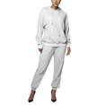thumbnail image 1 of Gibobby Sudaderas de Forro Polar y Pantalones Mono con capucha de otoño e invierno de color sólido para mujer con bolsillos, mangas largas y cintura elástica(Blanco,G), 1 of 5
