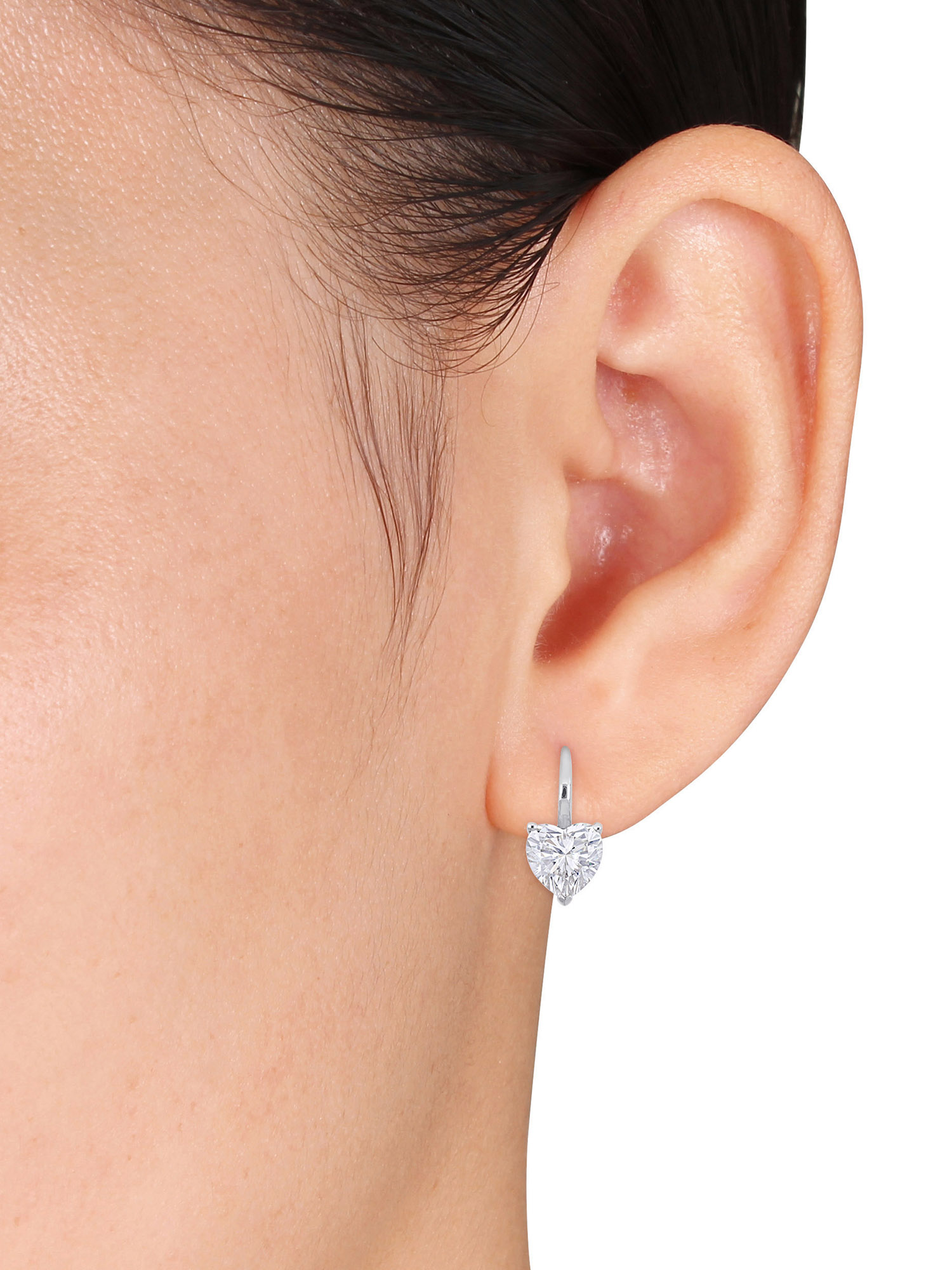 4 Carat T.G.W. Heart-Cut Moissanite 14k White Gold Solitaire Earrings - image 3 of 5