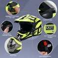thumbnail image 2 of XiongXiong Motorcycle Helmet, Vintage Motocross Helmet with Goggles, Gloves, Mask, Sun Visor Snowmobile, ATV off Road Helmet DOT Approved, Green, L, 2 of 10