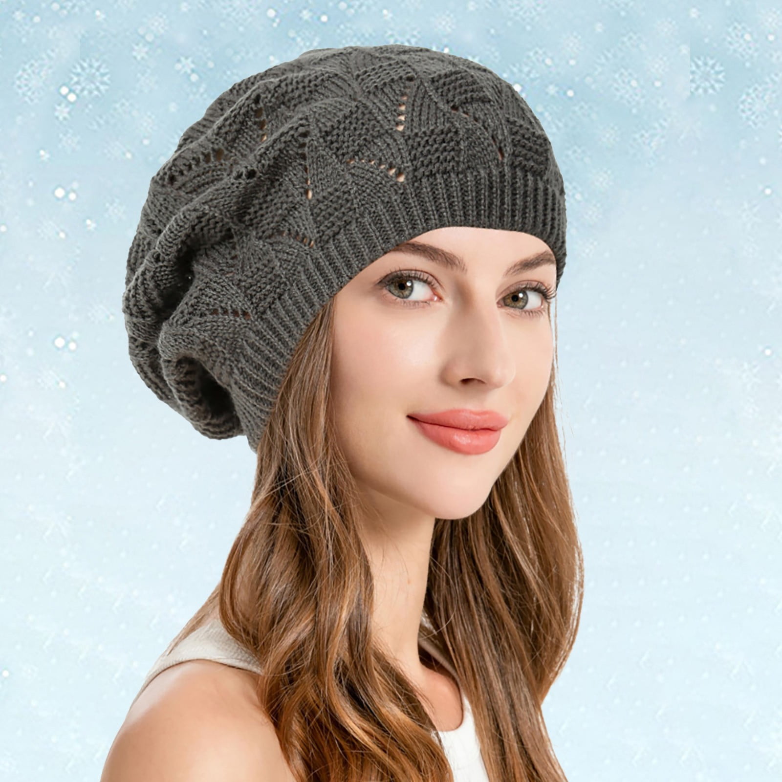 Soft Knit Airy Cutout Lightweight Slouchy Crochet Beret Hat 
