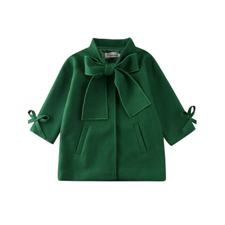 

Brilliantme Toddler Baby Girls Winter Coats Warm Wool Bowknot Trench Coat Overcoat Girls Outwear Jacket