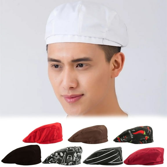 Professional Chef Beret Professional Unisex Chef's Beret with a Traditional Peaked Crown - Standard Headwear for Catering, Cooking, and Service Staff,Black,One Size,KLOY2K