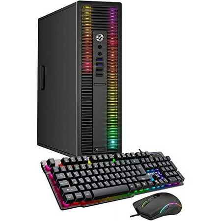 Pre-Owned HP Custom Built RGB Lights PC ProDesk Desktop Computer Intel Core i5 6500 Quad-Core Processor 8GB RAM 512GB SSD Win 10 Pro Gaming PC Keyboard & Mouse