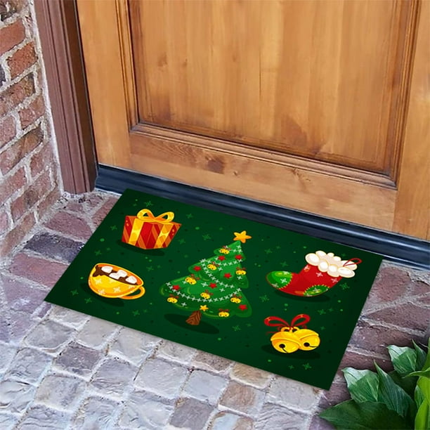 Christmas Floor Mat Holiday Decoration Entrance Hall Bedroom Living Room Delicate Edging Non Slip Foot Mat
