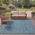 thumbnail image 5 of SAFAVIEH Courtyard Darin Botanical Indoor/Outdoor Area Rug, Turquoise, 6'7" x 9'6", 5 of 16