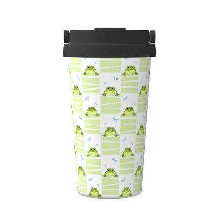 

Susaid Frogs and Dragonflies Print Coffee Travel Mug Insulated Coffee Mug with Lid Leakproof Coffee Thermos Coffee Tumbler for Hot&Cold Drinks