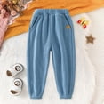 thumbnail image 2 of LIIPEE Boys Girls Plush Casual Pants Solid Color Elastic Waist Wide Leg Fuzzy Trousers With Pockets Boys Trendy Climbing Hiking Camping Pants,110,4-5 Years, 2 of 3