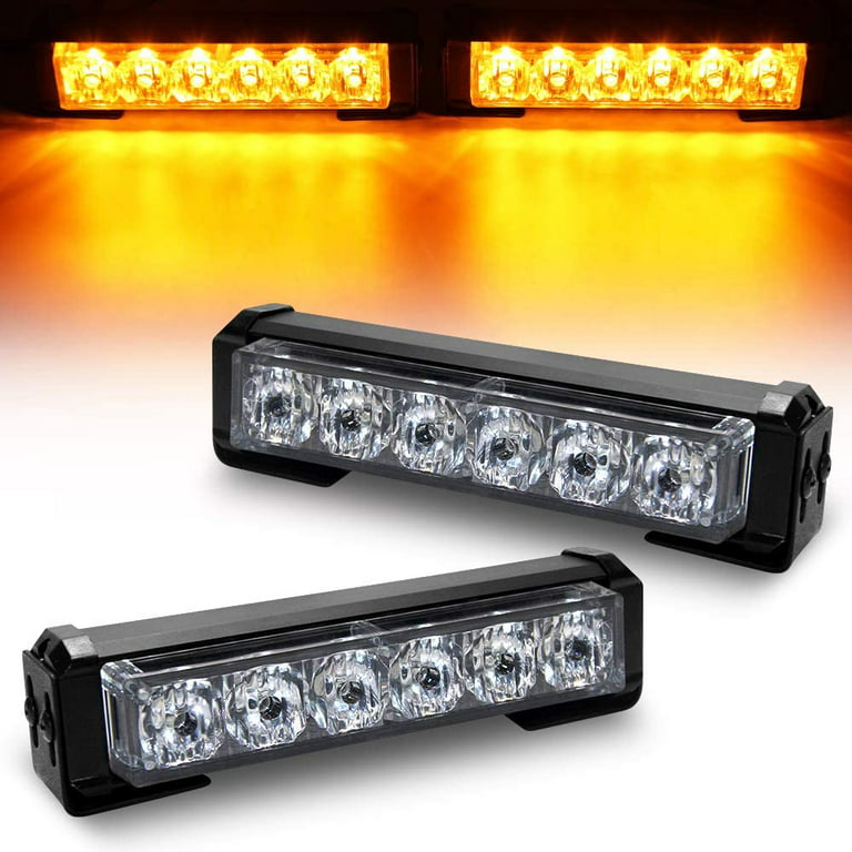 OPP ULITE Emergency Strobe Lights Amber Light 14 Modes 6 LED Warning Light Bar for Interior Roof/Dashboard/Windshield/Grille - Walmart.com