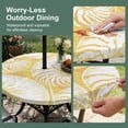 thumbnail image 5 of Round Outdoor Tablecloth with Umbrella Hole and Zipper, Coastal Shell Yellow Tablecloth with Elastic Waterproof, Summer Ocean Shell Beach Patio Table Covers for 55" - 60" Picnic Pool Tables, 5 of 9