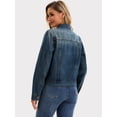 thumbnail image 4 of DARING DIVA Women's Classic Washed Long Sleeve Denim Jackets With Pockets M Blue, 4 of 7