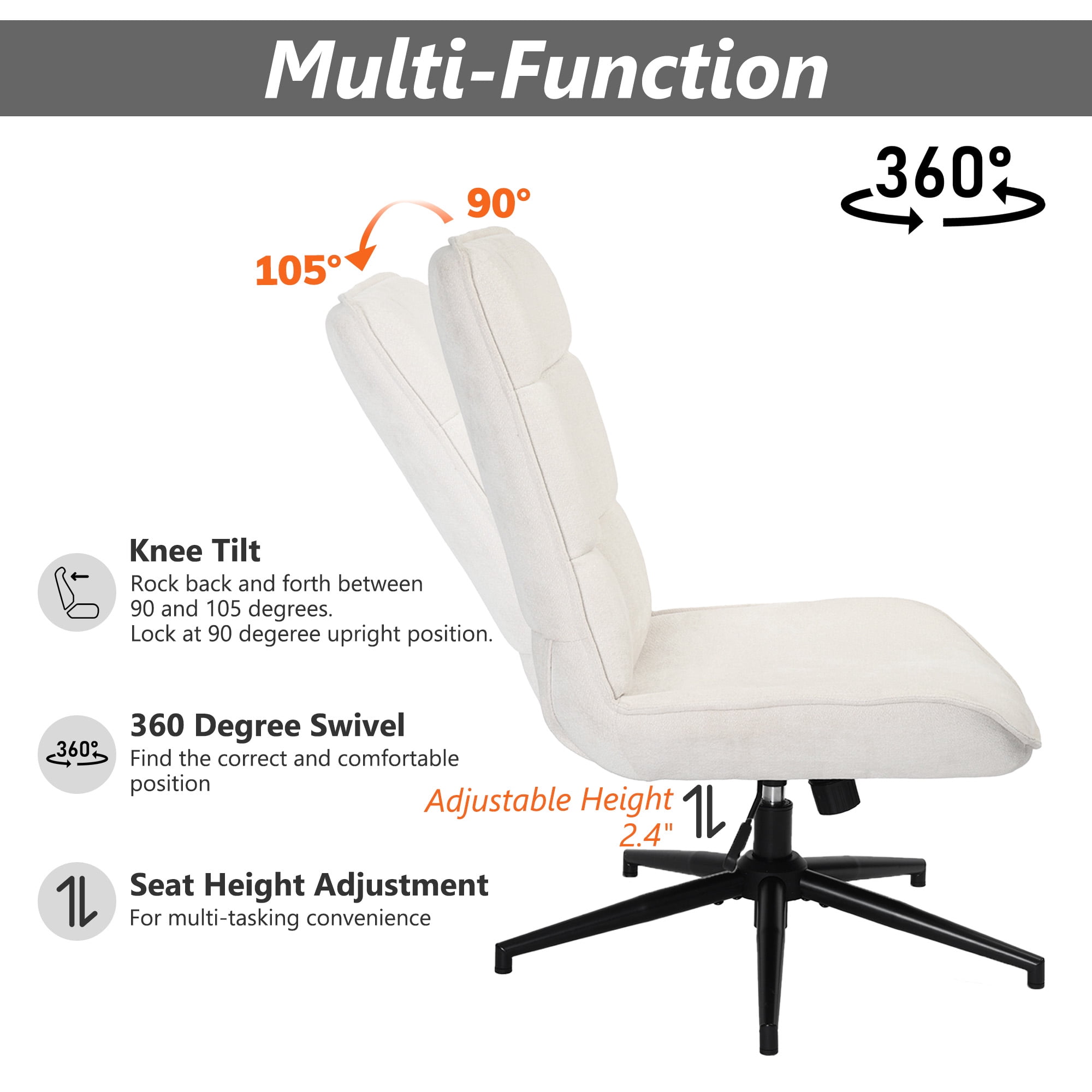 Homy Casa Gaming Chair, Ergonomic Office Chair with Swivel, Adjustable Height and Tilting, Beige