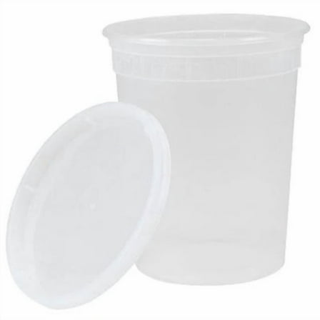 EcoQuality 32oz Plast Deli Container with Lid - Reusable Plastic Food Storage Canisters, Meal Prep, Lunch, Togo, Stackable, BPA-Free Snack Containers (80)