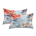 thumbnail image 2 of Haosy Satin Pillowcase for Hair and Skin Standard Cooling Silk Pillow Case with Envelope Closure Red White Flower Embroidery 20"x26", 2 of 9