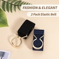 thumbnail image 4 of Timarkment 2pcs Women Belts Elastic Skinny Belt for Dresses Stretch Belt Golden Buckle Navy Black Belt for Women Ladies Belts, 4 of 7