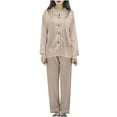 thumbnail image 2 of Up to 50% off Pitauce Pajama Set for Women 2 Piece Casual Loose Solid Color Long Sleeve Tops Pants Soft Button Down Loungewear Set Sleepwear, 2 of 3