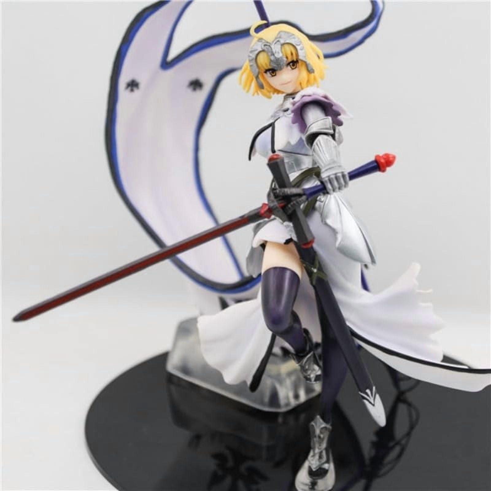 Joan of Arc Figure Long Gun Fighting Joan of Arc Anime Figures 24cm/9.4inch Handmade PVC Cartoon Manga Game Character Model Decoration Craft Gift (White)