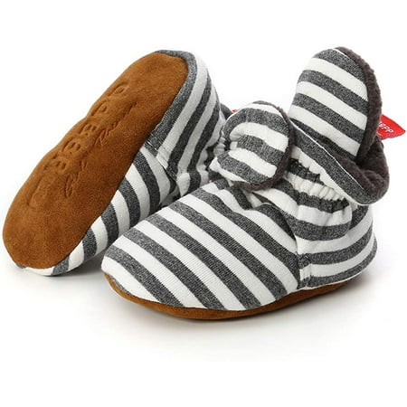 

HZCY Infant Baby Boy Girl Cozy Fleece Bootie Newborn Stay On Slipper Winter Warm Gripper Non-Slip Crib Shoes