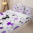 thumbnail image 3 of Manfei Purple Cheerleader Zipper Twin Comforter Sets with Fitted Sheet and 2 Pillowcases For Kids,Cute Stars Bow Print Zipper Bedding Set For Girls,Reversible,4-Piece, 3 of 7