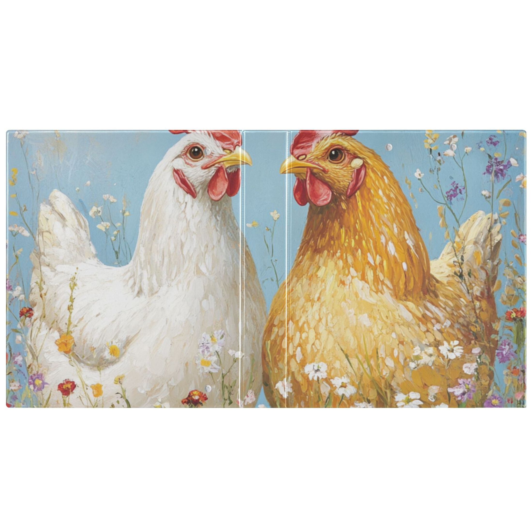 Two Chickens Flowers 3 Ring Binders 1.5 inch Hardcover File Folders with Interior Pockets A4 Size Organizer for School Office Hospital