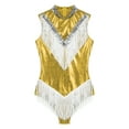 thumbnail image 4 of iiniim Women's Shiny Metallic Sleeveless Fringed Bodysuit Sequins Jazz Latin Dance Dress Gymnastic Leotard Gold S, 4 of 7