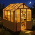 thumbnail image 5 of Erinnyees 6'x8' Outdoor Wooden Greenhouse, Heavy Duty Green House with Thickend PC Panel, Adjustable Windows, 12/16 Plant Hooks and Lockable Door for Garden,Backyard, 5 of 8