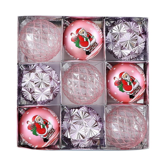 Clearance!3.15 Inch/80mm Balls for Christmas Tree - Glitter Shatterproof Christmas Balls Set, 9 Pcs Plastic Hanging Pearl Decoration Balls for Xmas Wedding Holiday Party Decor (Pink)