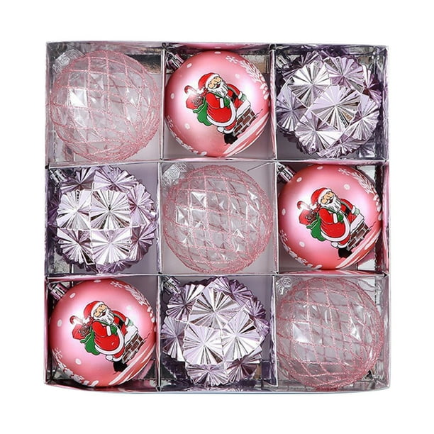 XWSHYW Decoraciones Navideñas Juego de Bolas Navideñas de Plástico Pintadas para Decoración de Cumpleaños, Bolas Decorativas para Árboles de Navidad