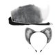 thumbnail image 1 of Conjunto de orejas y cola de piel sintética Diadema ajustable con orejas de zorro Diadema con orejas de piel sintética Gris Blanco2, 1 of 3