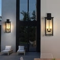 thumbnail image 3 of Large Outdoor Wall Lantern, 26 Inch Modern Exterior Wall Sconce with Clear Glass, Waterproof Porch Light for House Garage, Anti-Rust Matte Black Finish, 4-Light E12 Base, 3 of 8