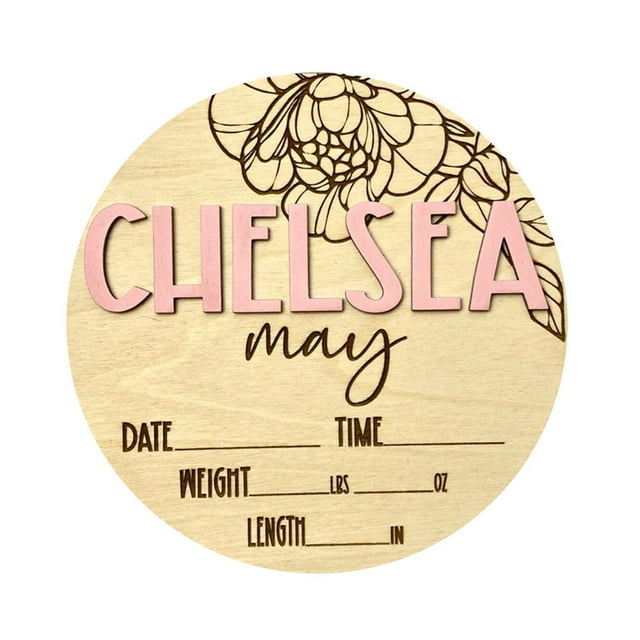 Birth Announcement Plaque Engraved Ornamental Cute Baby Name Reveal Sign Keepsake for Photo Props