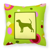 Carolines Treasures CK1118PW1414 Lime Green Dots Coonhound Fabric Decorative Pillow 14Hx14W multicolor