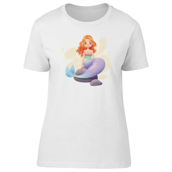 Cute Red Hair Mermaid T-Shirt Women -Image by Shutterstock, Female XX-Large