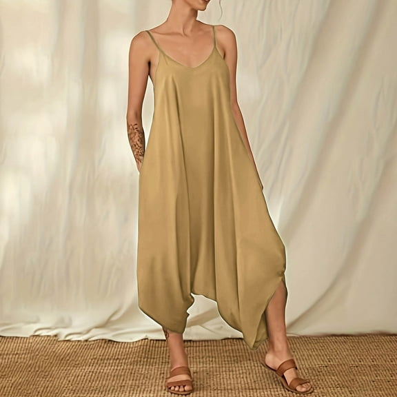 Taylonsss Women's Printed Summer Sleeveless Backless Casual Backpack Pants Jumpsuit Pants