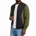 thumbnail image 4 of Men Casual Lightweight Bomber Jacket Stand Collar Zipper Closure Color Long Sleeve Jackets Color Block Varsity Coat, 4 of 5