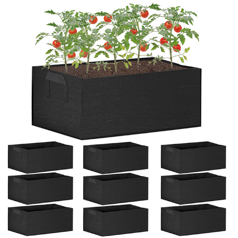 10 Pack Grow Bags Black Rectangular Fabric Bag Large Plant Boxes