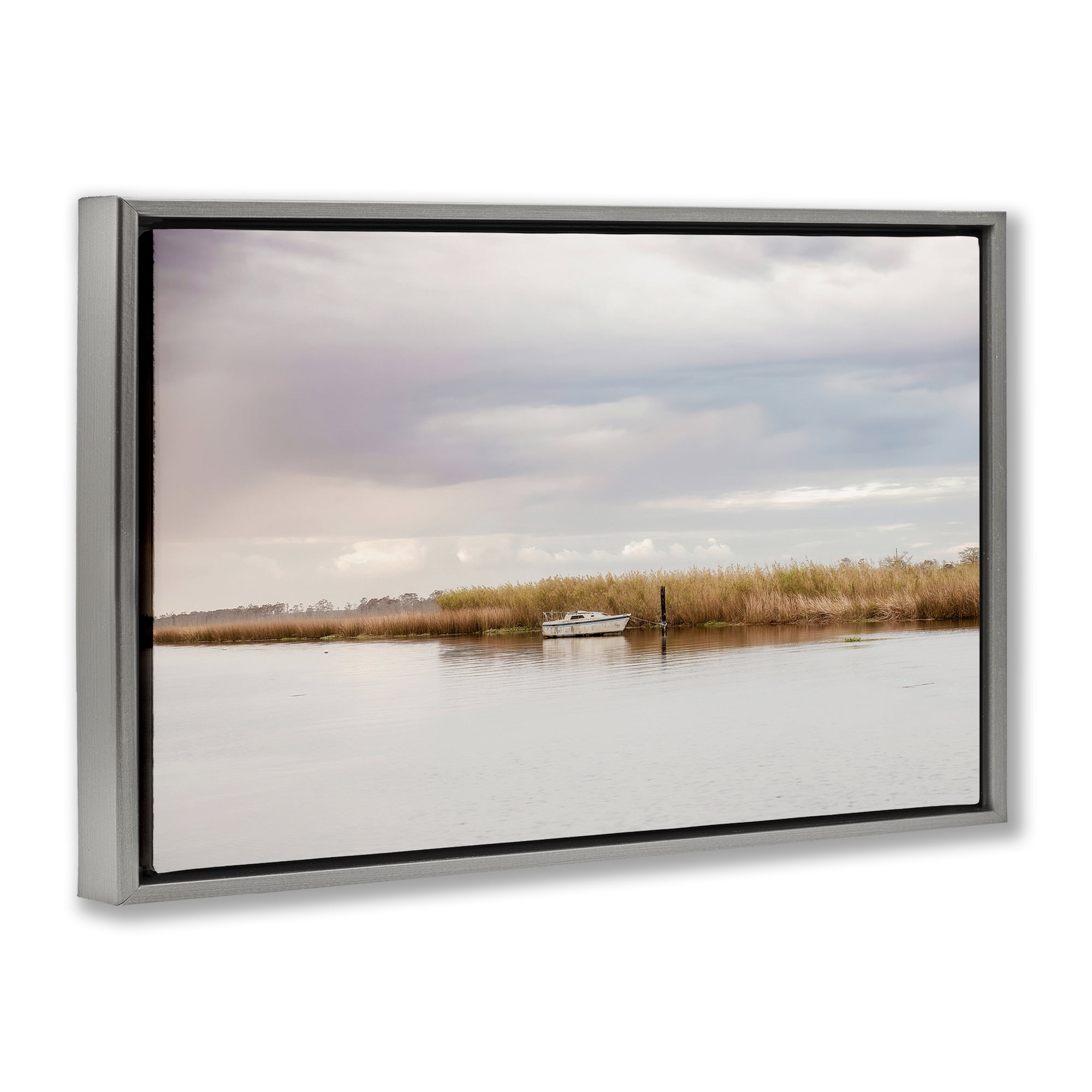 Stupell Industries Magical Mooring Landscape Gray Framed Floater Canvas Wall Art, design by Christy Berry