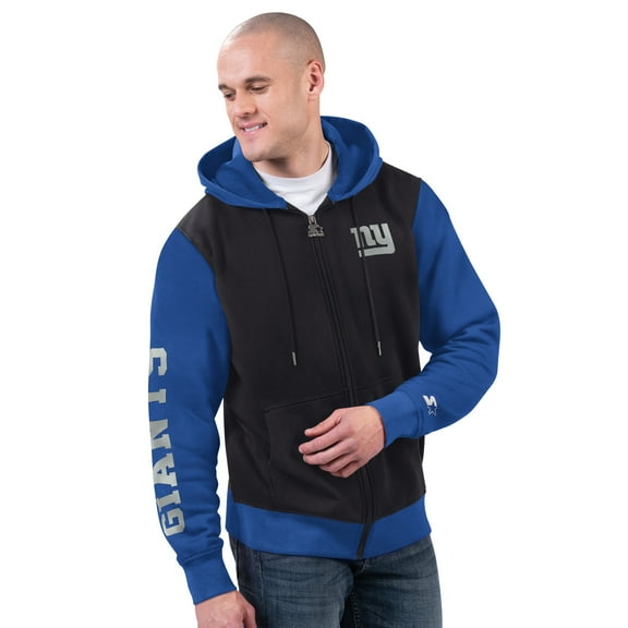Men's Starter Black/Royal New York Giants Thursday Night Gridiron Full-Zip Hoodie