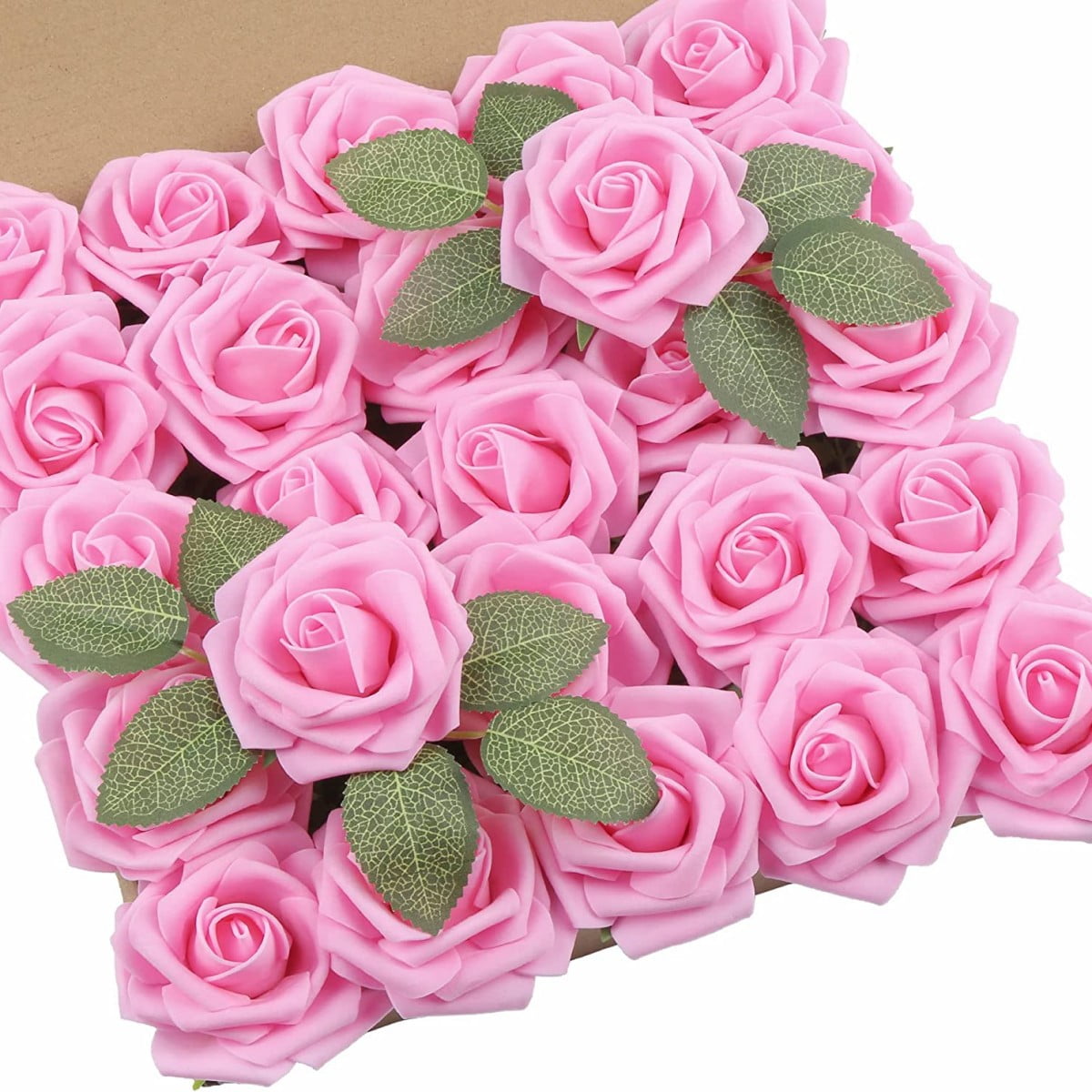 Pink Artificial Roses Flowers, 25 Pcs DIY Crafts, 3 Inch Stemless