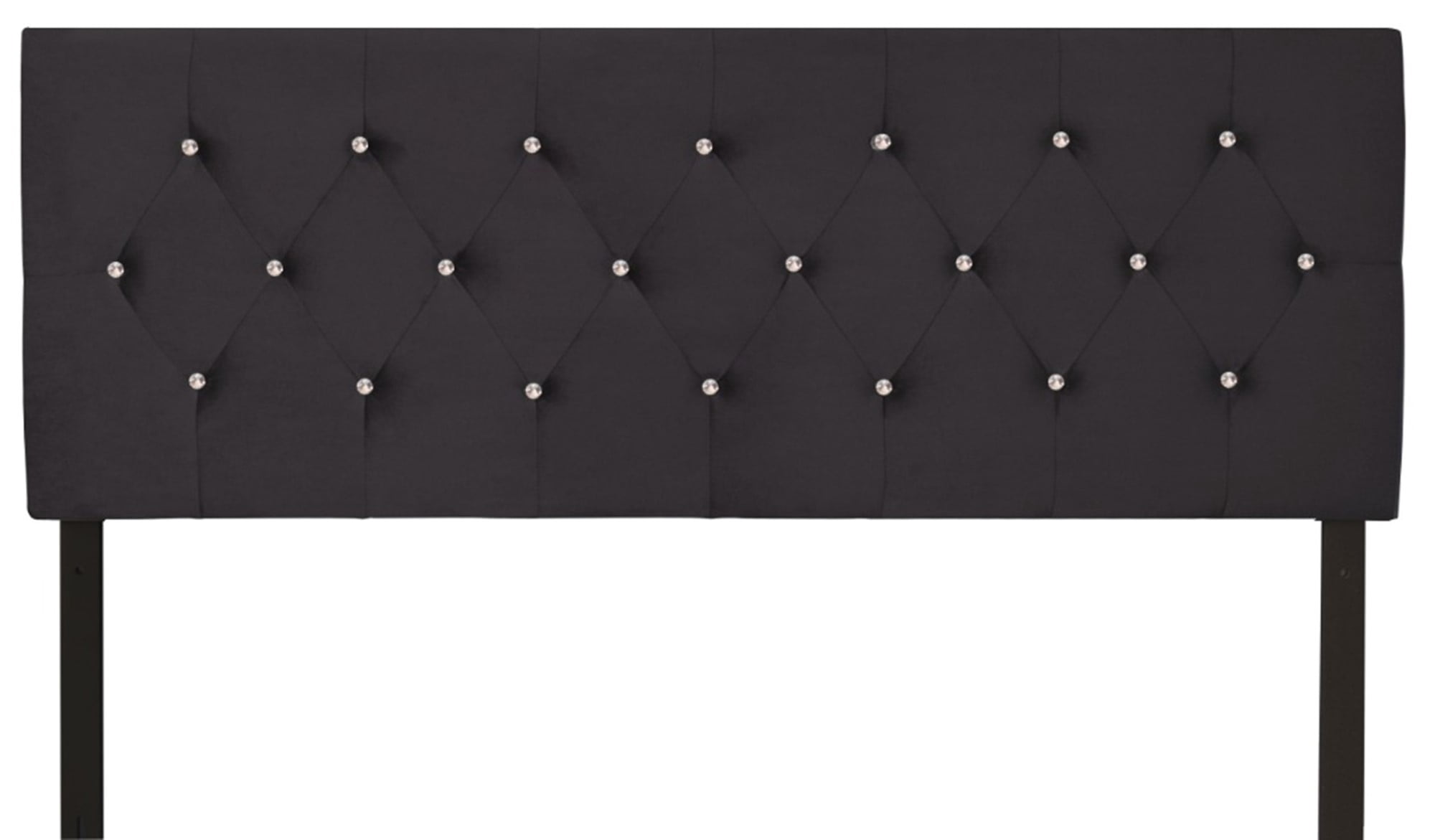 Home Design Concetta Twin Tufted Upholstered Adjustable Headboard, Black, Velvet with Diamond Button Tufting, Modern Bedroom Furniture