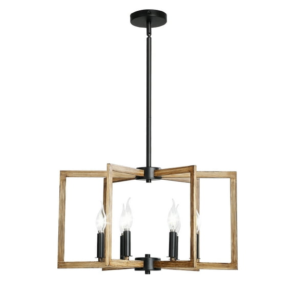 VEVOR 6-Light Chandelier, Metal Farmhouse Chandelier, Adjustable Height, Dining Room Hanging Light Fixture for Ceilings, Modern Chandelier for Bedroom, Foyer, Hall, Kitchen, Living Room