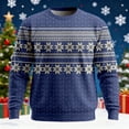 thumbnail image 2 of Christmas Sweatshirts for Men Long Sleeve Crewneck Vintage Christmas Print Pullover Sweater Xmas Gift Winter Soft Casual Ribbed Knit Mens Sweater Navy L, 2 of 3