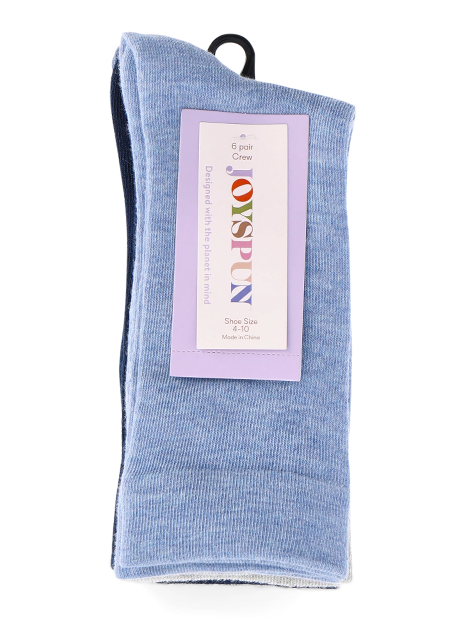 Joyspun Women's Essentials Crew Dress Socks, 6-Pack, Fits Shoe Sizes 4-10