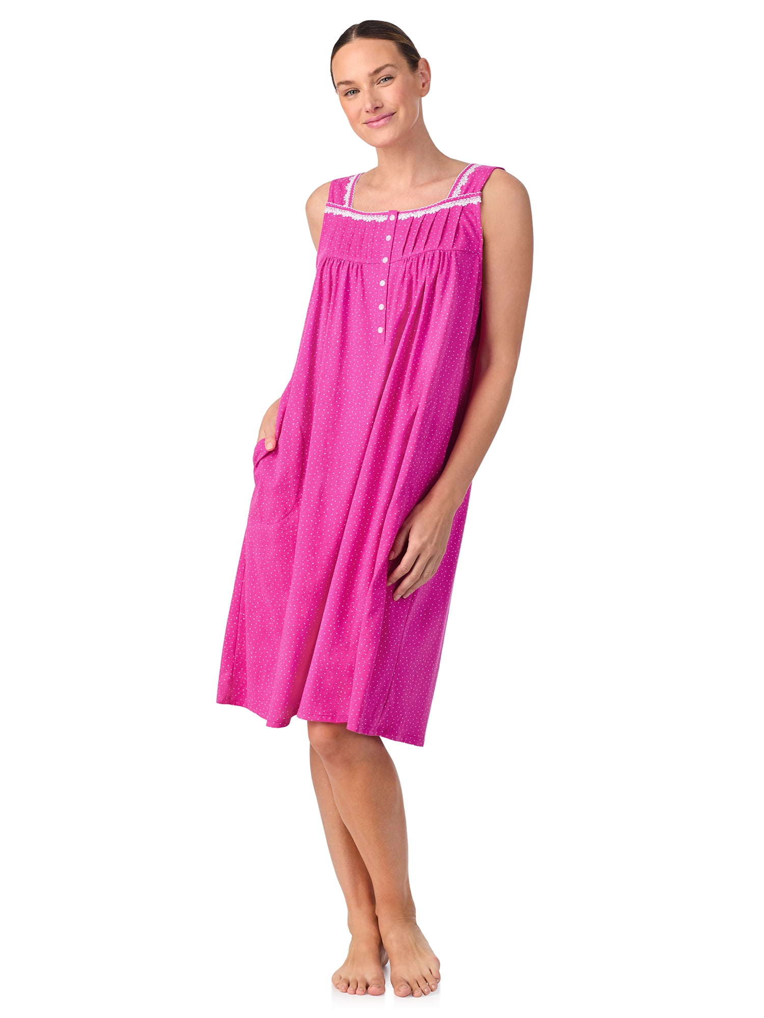 Aria Women's 100% Cotton Sleeveless 40" Nightgown, Sizes XS-5X