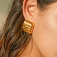 thumbnail image 5 of 18K Gold Plated Stainless Steel Wave Thread Bar Earrings – Modern Minimalist Studs, MONMONDAY Luxury Jewelry for Women, 5 of 6