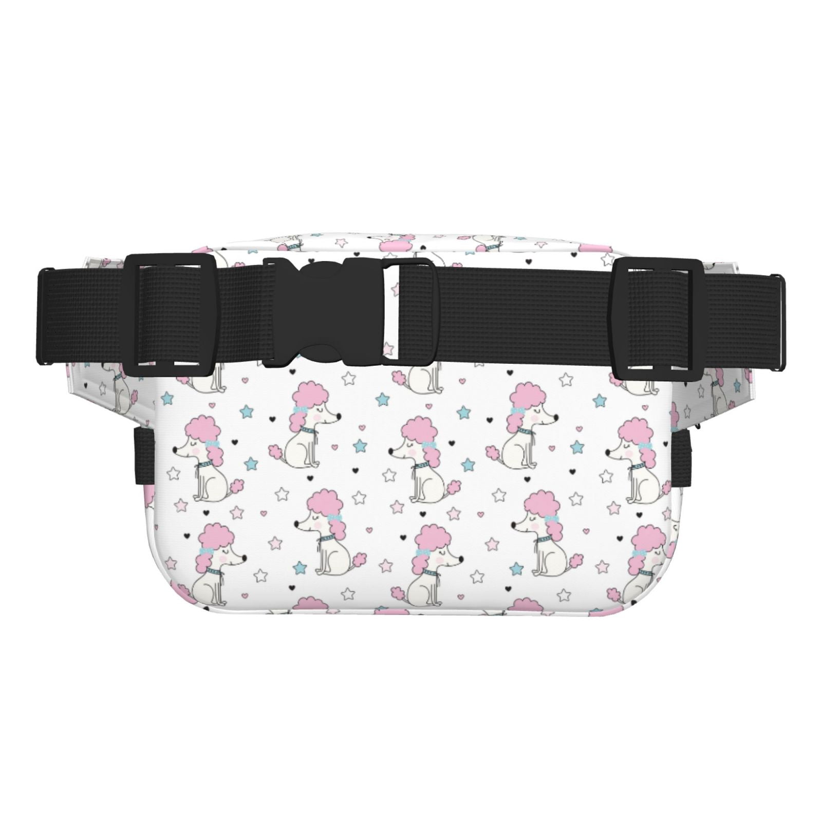 Picia Cute Poodle Dog Print Square Double-Layer Waist Bag Mini Adjustable Waist Belt Bag Exercise Running Travel Hiking